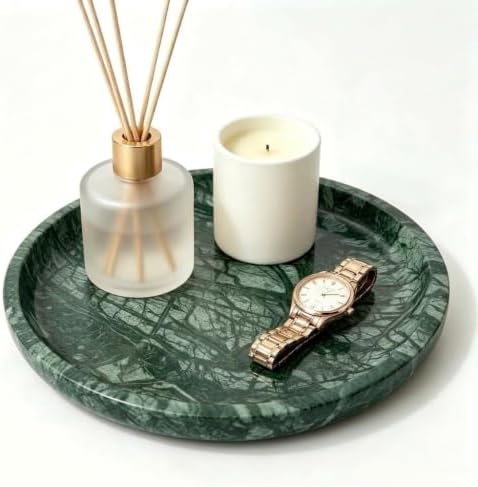 Marble Round Vanity Tray, Natural Polished Serving Tray