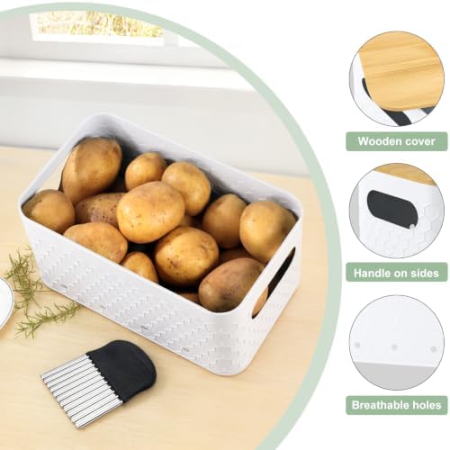 Kitchen Vegetable Storage Set of 3, Metal Onion Garlic Potato Storage Set, Kitchen Canisters Vegetable Keeper Containers