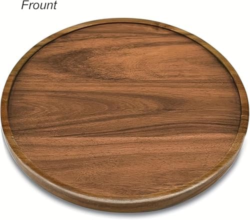 10inch Acacia Wood Lazy Susan Organizer Kitchen Turntable for Cabinet Pantry Table Organization Wooden Round Trays Home 