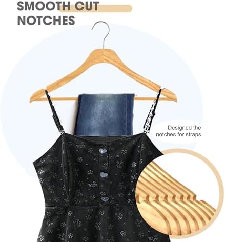 Wooden Natural Slim Solid Wood Coat Hangers,16.7inch Ultra Thin Space Saving Wooden Adult Hangers,Clothes 20 Pack Heavy 