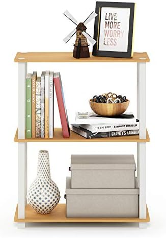 Furinno TURN-S-TUBE Storage Shelves, 3-Tier Book Shelf, Corner Shelf, Toolless Open Shelves, for Organization and Storag