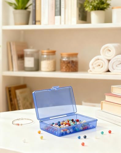 LJY 12 Blue Rectangular Plastic Boxes, 5.3 x 3.1 x 1.2 in for Coins