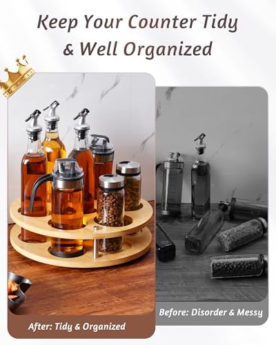 Rotating Wood Tumbler Organizer, 30 oz 40 oz Spinning Turnable Tumblers Holder, 360° Rotatable 7 Large Cups Bottle Tumbl