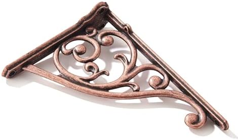 Khtumeware Ornate Decorative Shelf Brackets, 12 inch Big Wall Mounted Shelving Bracket, 2 Pack Antique Copper Vintage Me