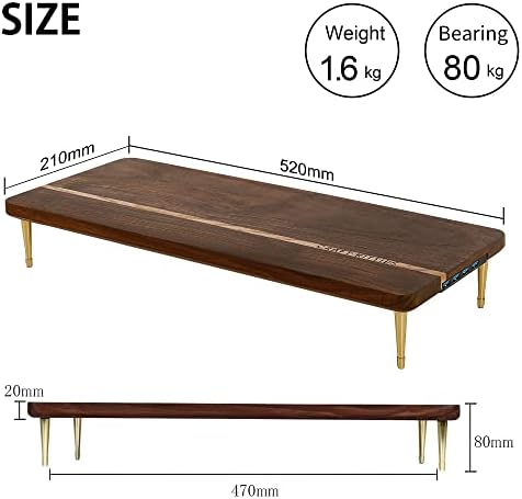 Monitor Stand Wood Riser with 4 USB Ports, Computer Monitor Stand with America Walnut Data Transfer Charging Hub -Compat
