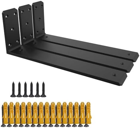 3 Pack 16inchCountertop Support Brackets, Heavy Duty Industrial Hidden Shelf Bracket, Metal Floating L Brackets for Shel