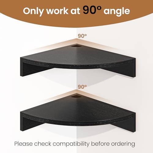 Fun Memories Corner Shelf Wall Mount, Wood Floating Corner Shelves, Corner Wall Shelf for Bedroom, Bathroom, Kitchen, Li
