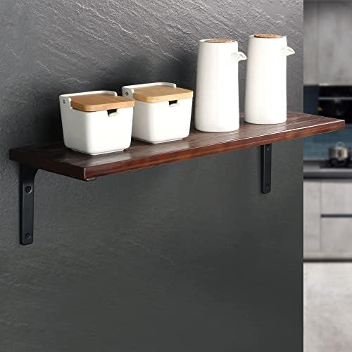 SAYAYO Wall Shelf Bracket Black, 10 X 8 Inch Heavy Duty L Bracket for Wood