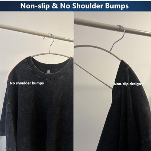 16.5 Inch Pink No Shoulder Bumps No Mark Non-Slip Rubber Coated Contour Meta Hanger for Sweater T-Shirt Suit Coat Uniform with Pants Bar Pack of 20