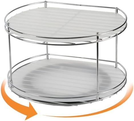 J JACKCUBE DESIGN 2 Tier Lazy Susan Turntable Cabinet Organizer - Rotating Spice Rack Storage Container - Medicine Stora