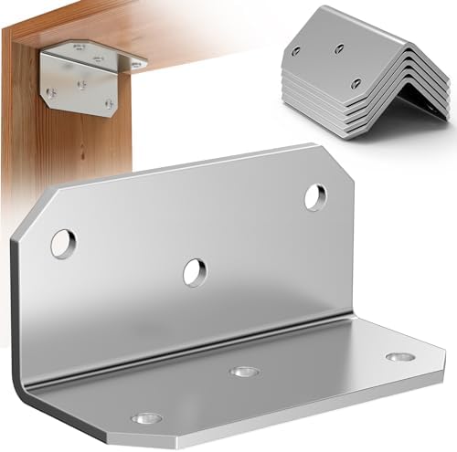 Yuleimy L Brackets for Wood, 2x4 Inch Galvanized Corner Braces, 4 PCS