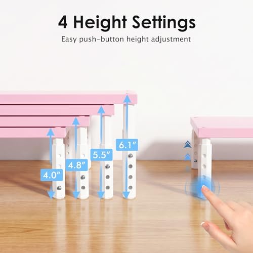 ECOLOVI Adjustable Wood Computer Monitor Stand Riser, Office Desk Organizer and Accessories for Monitor, Laptop, PC, Pri