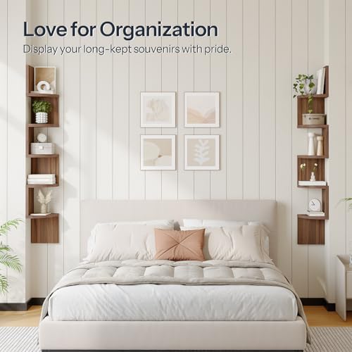 HOOBRO Corner Shelf Wall-Mounted, Set of 2 Floating Corner Shelves for Wall
