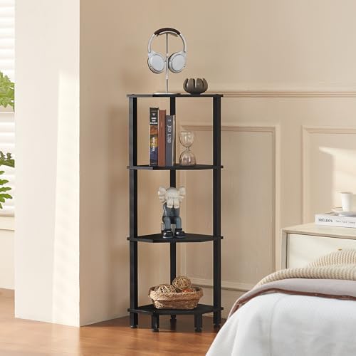 YUFAM 4-Tier Corner Shelf, Black