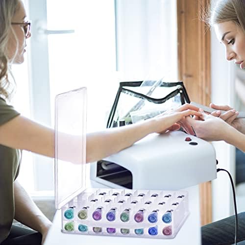Foraineam 2 Pieces Double Side Universal Clear Nail Polish Organizer Box Nail Tools Holder Case for 48 Bottles with 8 Ad