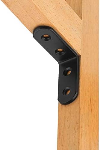 60Pcs Black Corner Bracket, 2”x2” Heavy Duty Black Corner Brace, 3MM Thickness Metal Angle Brackets for Wood, 90 Degree 