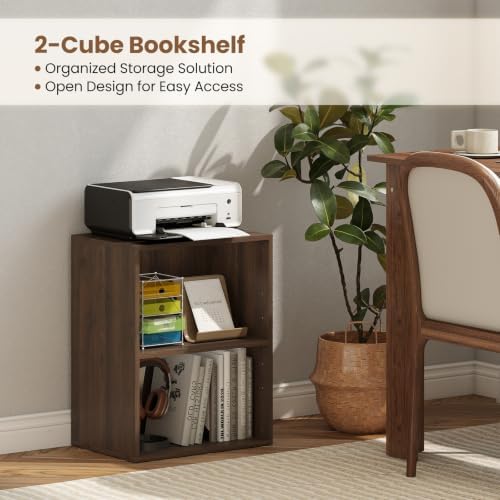 Tangkula 2-Cube Bookcase, Floor Standing Open Bookshelf, 5-Position Adjustable Shelf, Modern Display Shelf, Anti-Topplin