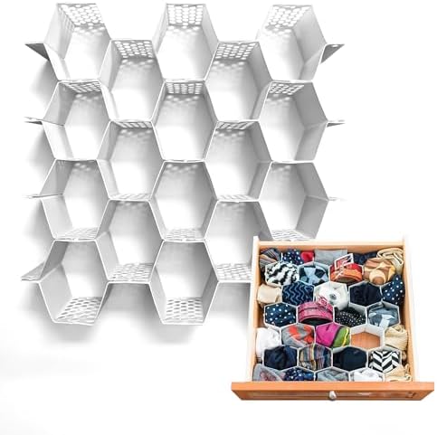 Evelots 4-Pack Honeycomb Drawer Organizers, 112 Cells, Expandable Dividers