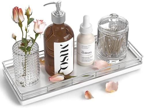 Bathroom Tray for Counter, Oak Wooden 11.2" L Vanity Tray for Jewelry Candle Makeup Perfume, Holder for Coffee Table Dec