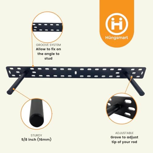 HÜNGSMART Floating Shelf Brackets - - 2 x 22 inch Heavy Duty Steel Hidden Shelves (to 300 lbs) - - Multi Slot Baseplate 