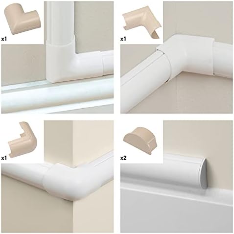 D-Line Large Cable Raceway Accessory Pack, Join 2in x 1in Cord Cover Lengths, 5 Accessories Included, Hide Cords Around 