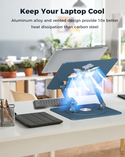 Aoviho 360° Rotating Laptop Stand for Desk | Adjustable, Foldable, Portable Aluminum Ergonomic Riser | Compatible with M