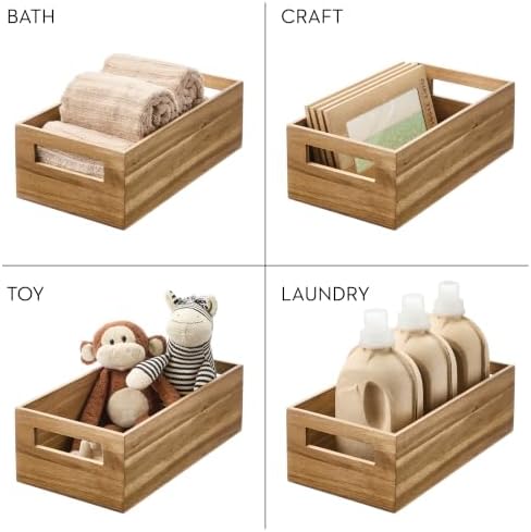 iDesign Acacia Wood Pantry Storage Bin, Natural