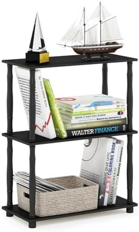 Furinno TURN-N-TUBE Storage Shelves, 3-Tier Book Shelf, Corner Shelf, Toolless Open Shelves, for Organization and Storag