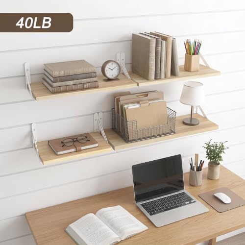 YGEOMER 4 Different Sizes Floating Shelves for Wall Decor, Natural Wood