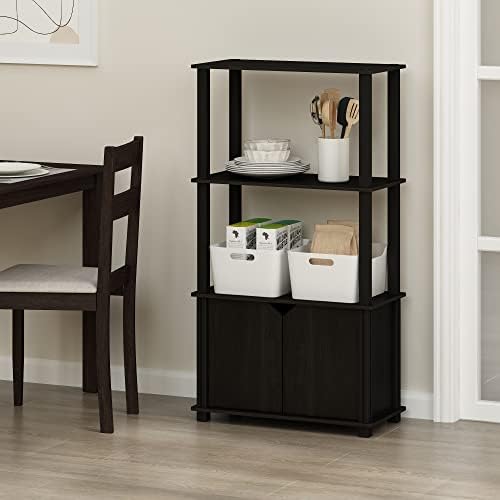 Furinno GO GREEN Storage Shelves, 4-Tier Book Shelf, Bookcase, Display Shelf with Open Shelf and Closed Storage, for Org