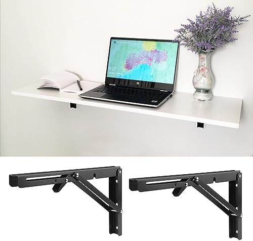 4 Pairs 8 PCS 12 Inch Folding Shelf Brackets,Metal Collapsible Shelf Bracket for Bench Table, Heavy Duty Shelf Bracket W