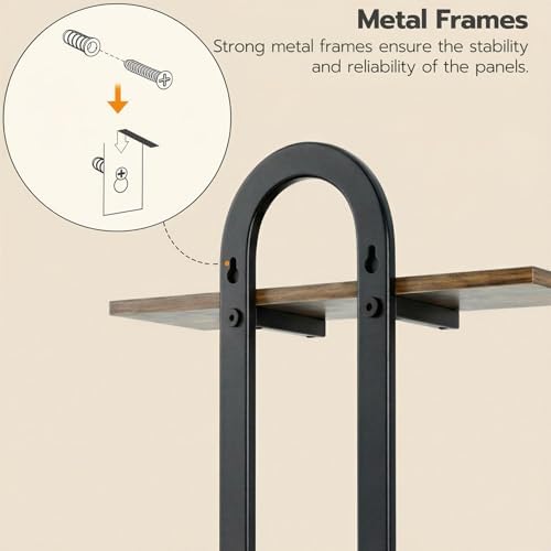 Arched Floating Shelves Set of 2, 15" Vintage Distressed Wall Mounted Shelves with Capsule Frame, Rustic Burnt Wood Hang
