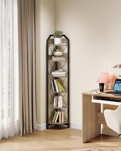 CHOEZON 6-Tier Corner Shelf, Industrial Corner Bookshelf, 71.2" Corner Storage Stand, Plant Stand Display Shelf, Corner 