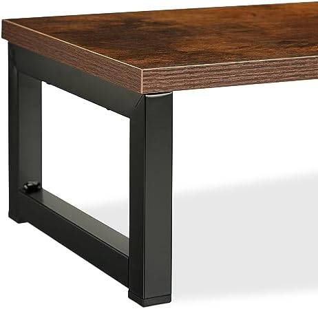 Relaxdays Monitor Stand, Screen Raiser for Desk, Office and Home, HxWxD: 15 x 40 x 23 cm, Industrial Design, Brown/Black