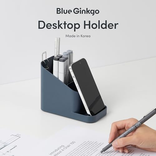 BLUE GINKGO Pen Holder, Desk Organizer, Blue, Made in Korea