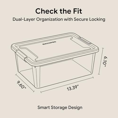 MACOPRO 17QT Craft Storage Box with 2 Removable Caddy Trays, Clear Stackable Plastic Organizer with Lid for Art Supplies