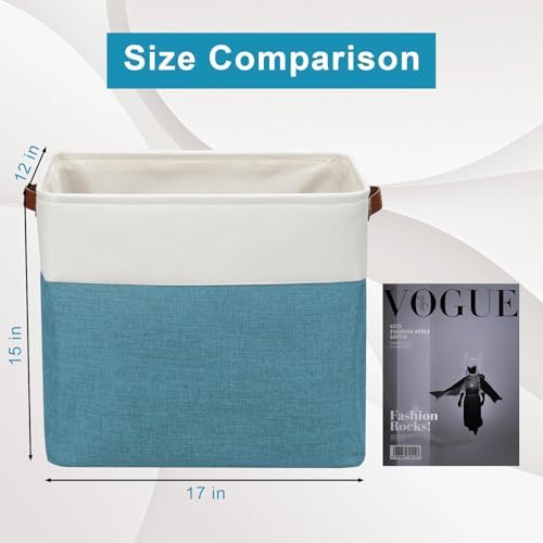 Bagnizer Large Fabric Storage Baskets | 50L Storage Bins, Decorative Linen Closet Baskets with Handles for Organizing, S