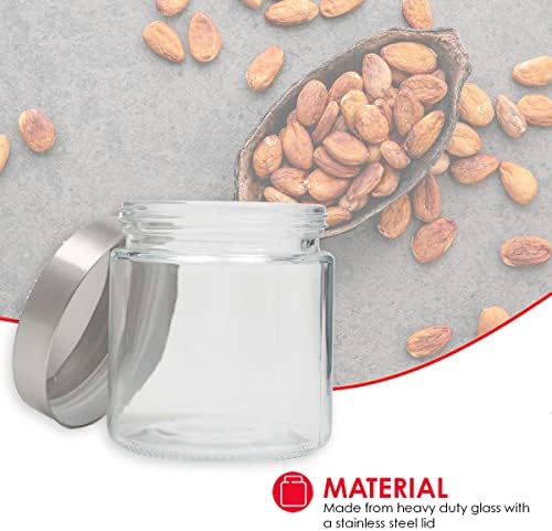 Small Canister for The Kitchen (Clear), Made of Glass with Stainless Steel Lid | by Home Basics | Contemporary Counterto