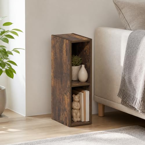 2-Tier Narrow Bookshelf, 6-Inch Width Bookcase, Book Shelf with Storage Shelf, 9.3 x 5.9 x 21.2, for Living Room, Home O