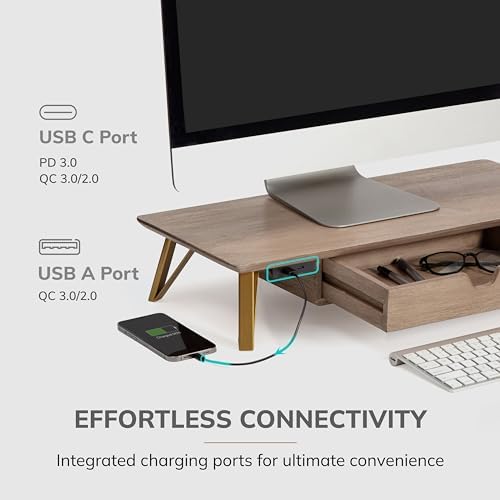 Anji Mountain Monitor Stand for Desk - Desktop Organizer & Laptop Riser, Ergonomic Monitor Riser, Space-Saving, Durable,