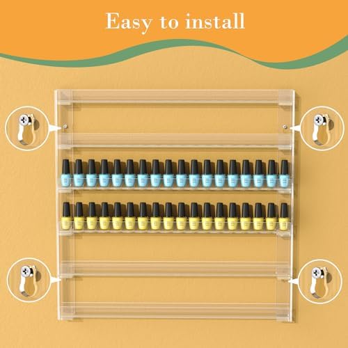 FEMELI 21 * 21 Inch Acrylic Nail Polish Wall Rack Shelves, 6 Tier Organizer