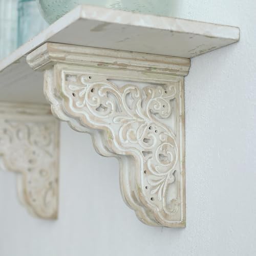 Set of 2 Corbels for Shelves Decorative Shelf Brackets Wood Corbels Farmhouse Shelf Corbels Distressed Decorative Shelf 