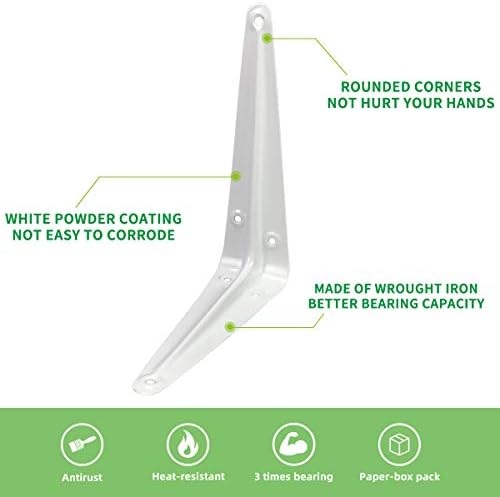 Shelf Brackets 6 Inch Heavy Duty White L Bracket for Shelves
