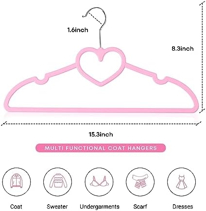 Plastic Hangers 50 Pack - Space Saving Cute Heart Hanger（Colorful）