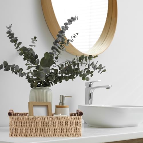 Boao 3 Pcs Boho Storage Wicker Baskets Handmade Woven Decorative Paper Rope Baskets for Organizing with Handle Counterto