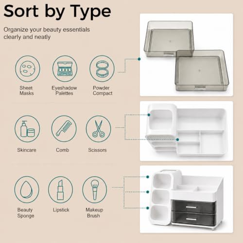 UFORU Makeup Organizer Countertop with Brush Holder for Vanity Bathroom