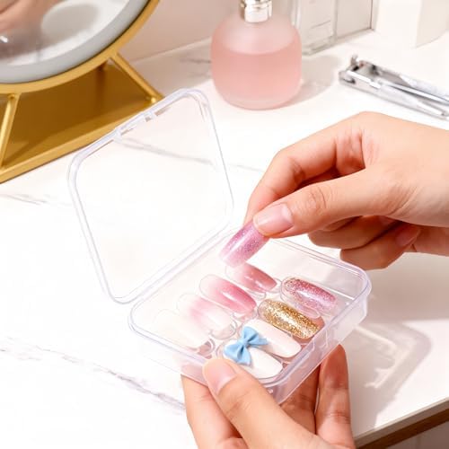 LJY 32 Clear Square Plastic Boxes, 2.5 x 2.5 x 0.8 in for Electronics