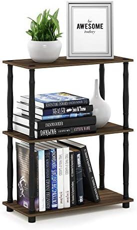 Furinno TURN-N-TUBE Storage Shelves, 3-Tier Book Shelf, Corner Shelf, Toolless Open Shelves, for Organization and Storag