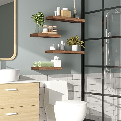 HOOBRO Floating Shelves for Wall, Wall Mounted Shelf Set of 2, 15.7" Hanging Shelf with Invisible Brackets, for Wall Dec