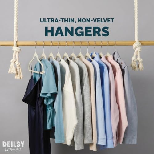 DEILSY™ Non-Velvet Thin Hangers Space Saving Ivory Hangers 50 Pack